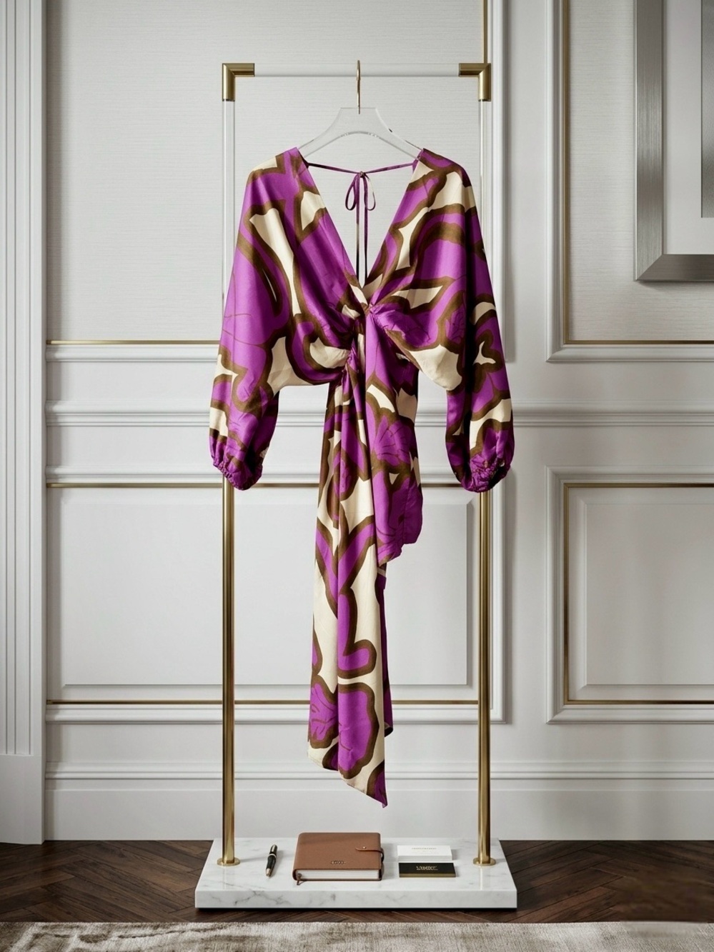 NWT Anthropologie Eugenia Fernández Purple & Cream Printed Dress